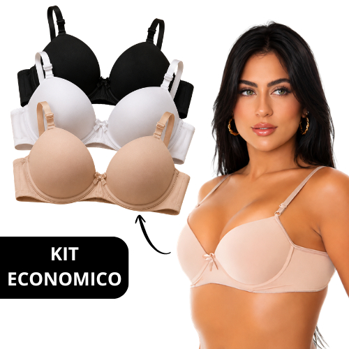 Kit C/2 Sutiã Básico Reforçado de Microfibra Com Bojo Escolha a Cor do P ao GG