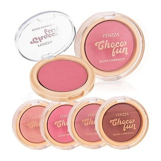Blush Compacto Choco Fun Fenzza 4 cores Acabamento Natural