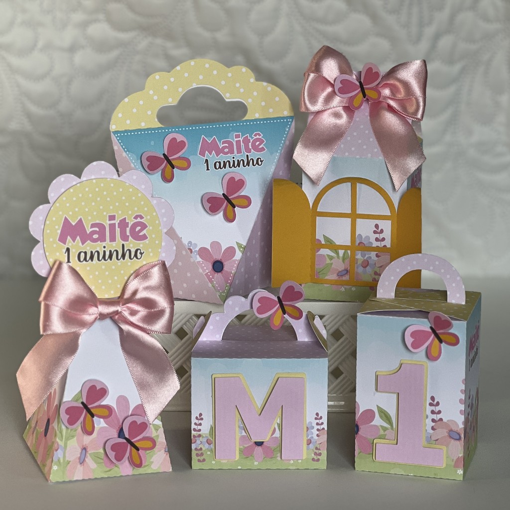 Caixinhas Personalizadas Jardim das Borboletas-kit festa-PEGUE E MONTE-Papelaria-Aniversário-Lembrancinhas