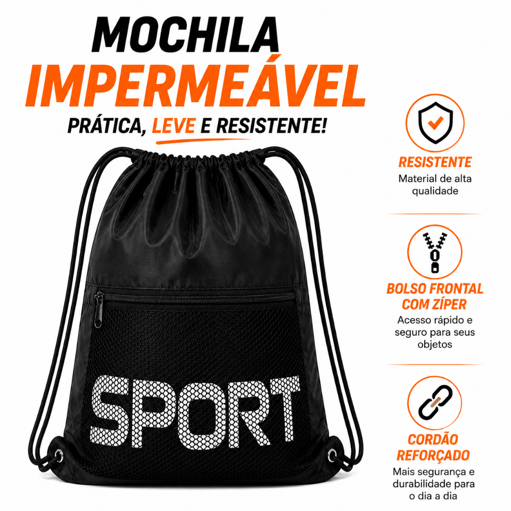 Bolsa Academia Impermeável 13L Com Zíper Mochila Saco Chega De Mochilas Pesadas unissex