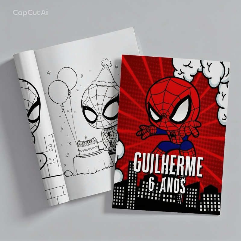 Mini Livro de Colorir Personalizado Lembrancinha Aniversário Homem Aranha Baby