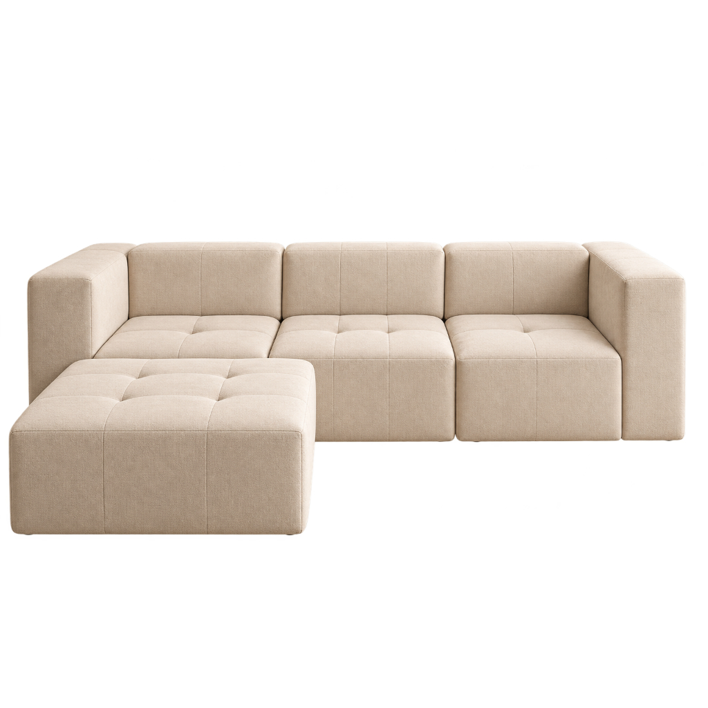 Sofá Modular Moderno Retrátil 3 lugares com Chaise Móvel de Canto e Outros Formatos 100% Espuma D28 Tecido Premium