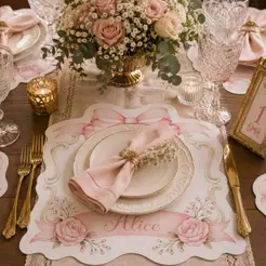 Sousplat de Papel Personalizado 30 cm Laço rosa - Fazemos todos os Temas - Papel Offset 180g