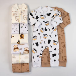 Kit 3 Macacões Bebê Algodão Estampas Sortidas