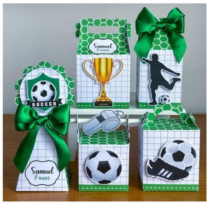Kit festa Caixinhas Personalizadas Tema futebol Lembrancinhas Infantil Menino | Pegue e Monte  para Festa Infantil