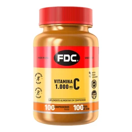 Vitamina C 1000mg 100 Comprimidos Ácido Ascórbico FDC Original Estados Unidos Adulto Uso Diário Frasco