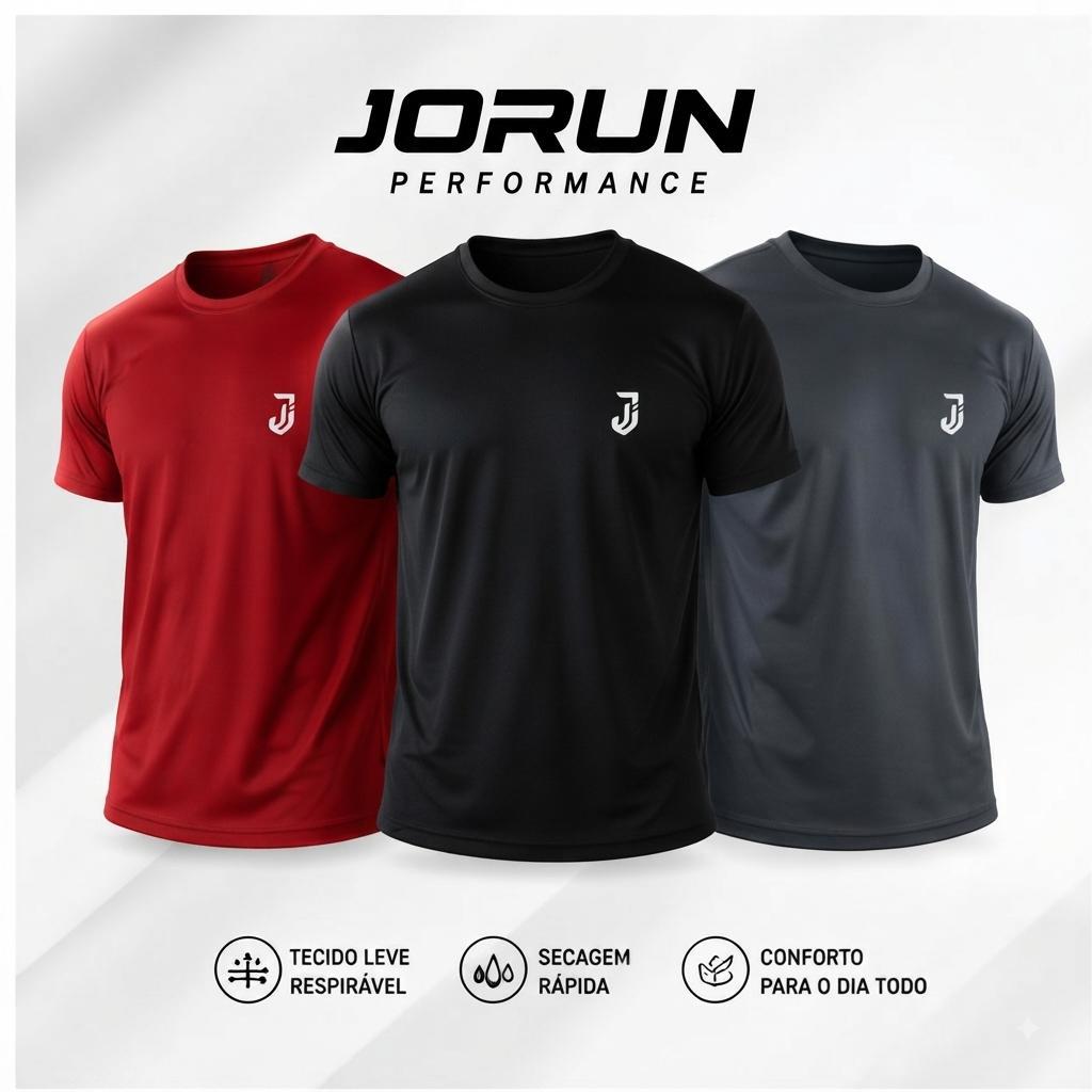 Kit 3 Camisetas Masculina Dry Fit Esportiva Academia Corrida Treino Respirável Leve