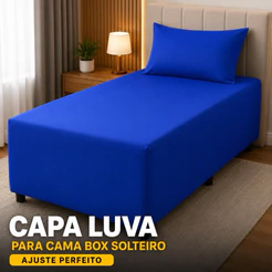 Kit Luva Cama Box Solteiro Malha Premium +1 Fronha tipo luva para cama Box conjugado