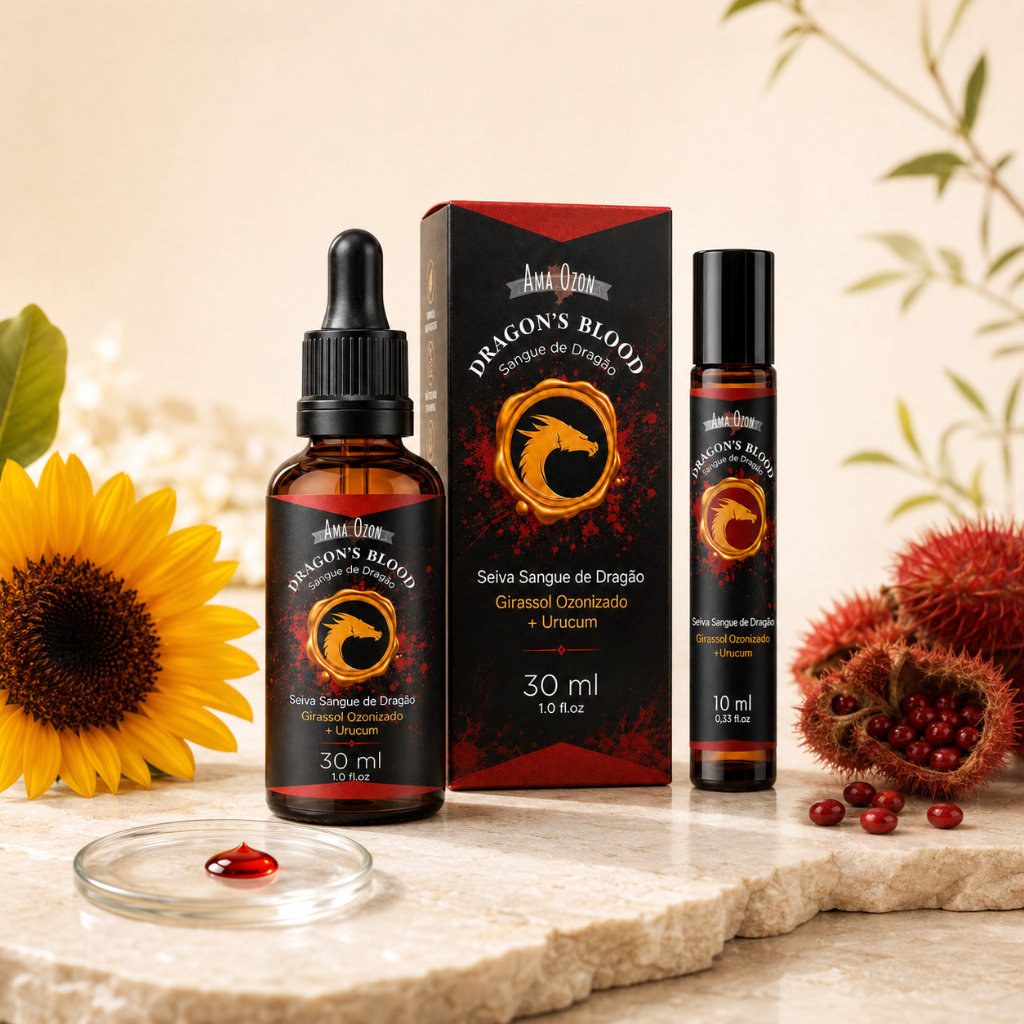 Seiva Sangue de Dragão Ozonizado 🐉 Sérum Óleo 30ml ou Roll-On 10ml Ama Ozon Ritual Rubi Glow Natural Escolha o Seu