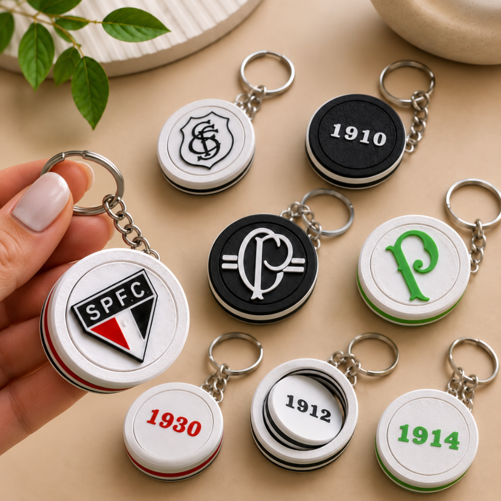 Chaveiro Giratório Times Brasileiros Paulistas Premium 360°  Retrô Presente Torcedor Futebol Kit Chaveiros Torcedores