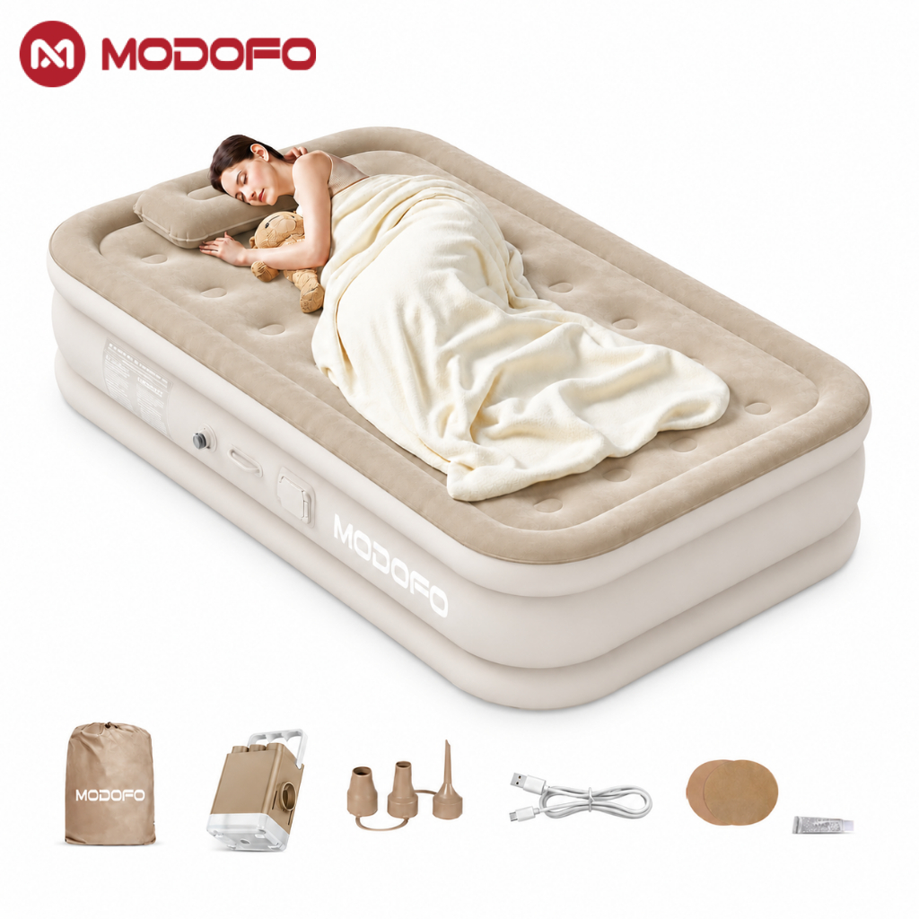 MODOFO Colchão Inflável Solteiro Portátil Com Bomba Embutida Camping Equipment 195*100*40cm