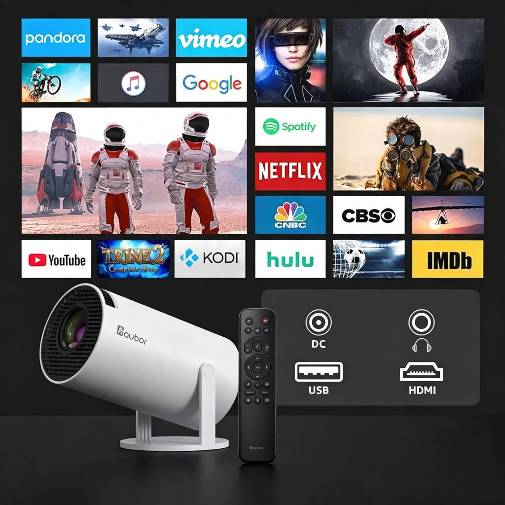 Projetor HY300 Original Portátil Smart Android 11 4K Ultra HD HDMI Wifi Bluetooth Alto Falante Embutido