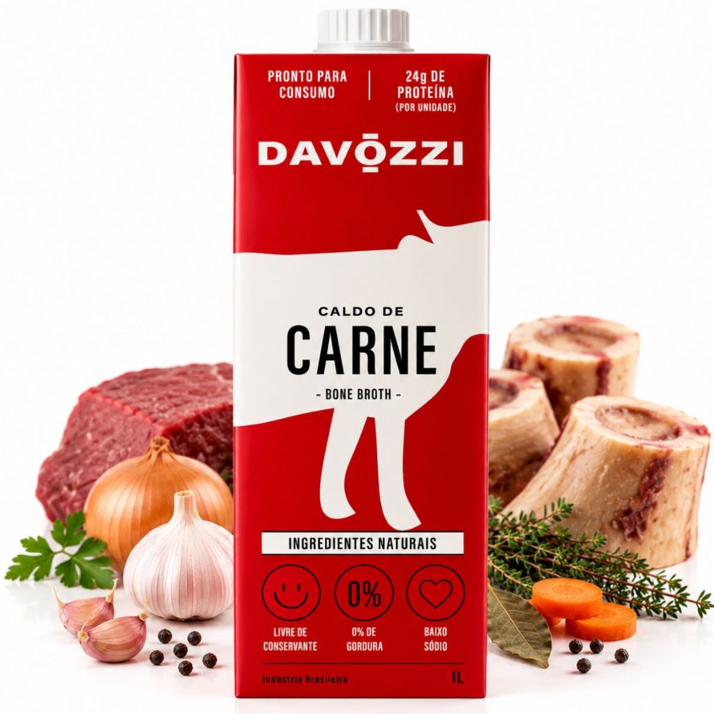 Caldo Davozzi Ossos Carne 100% Natural 1 Litro Bone Broth Pronto Consumo