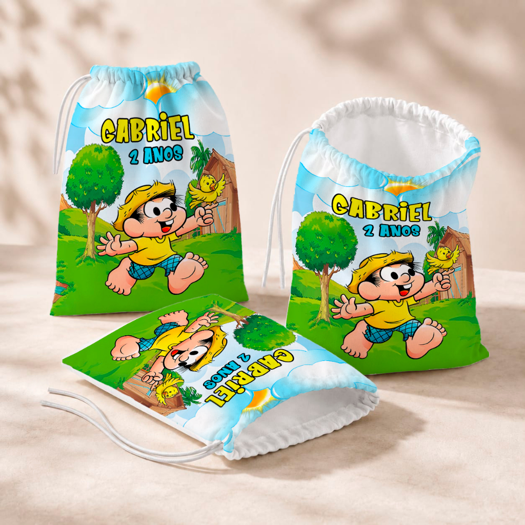 20 Sacolinhas Personalizada Festa Infantil 18x26 Aniversário Lembrancinha Chico Bento M2