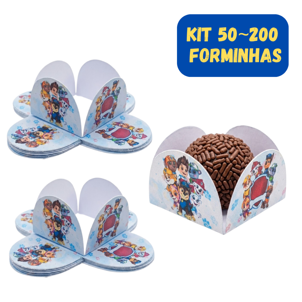 50~200 Forminhas Brigadeiro Docinho 4 Pétalas Patrulha Canina Aquarela -  Para Festas Aniversários Eventos Doces
