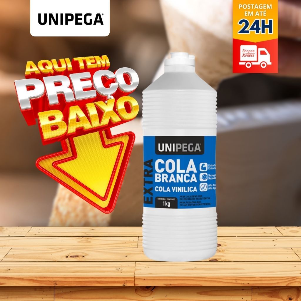 Cola Branca Pva Extra Forte Madeira Artesanato MDF UNIPEGA