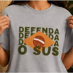 Camiseta Defenda o SUS Estampa Brasil Saúde Pública Unissex Algodão