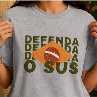 Camiseta Defenda o SUS Estampa Brasil Saúde Pública Unissex Algodão