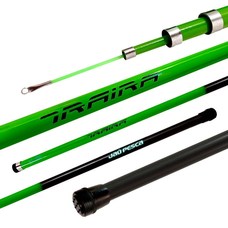 Vara Telescópica Traíra Gomo Longo Verde de 2.20m, 3.00m, 4.00m, 5.00m, 6.00m ou 7.00mm de 10-20lbs - Jaú Pesca