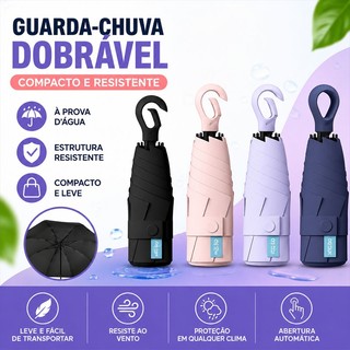 Guarda-chuva Automático Proteção Solar UV Dobrável Anel de Fivela Grande Dobrável