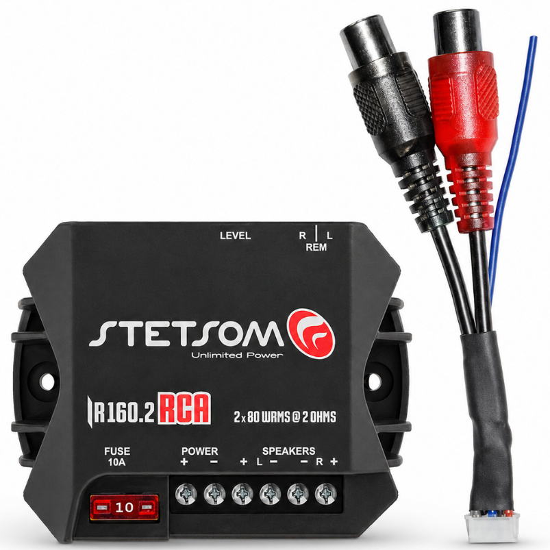 Módulo Amplificador Stetsom IR160.2 RCA 2 Canais 80W RMS 2 Ohms 12V Som Automotivo Carro
