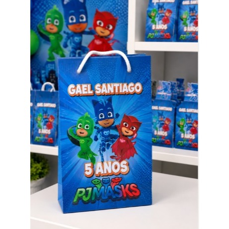 Sacolinhas Personalizadas TAMANHO P - Pj Masks  Personalizado | Sacolinha | Mimos | Lembrancinha | Aniversário PJMASKS