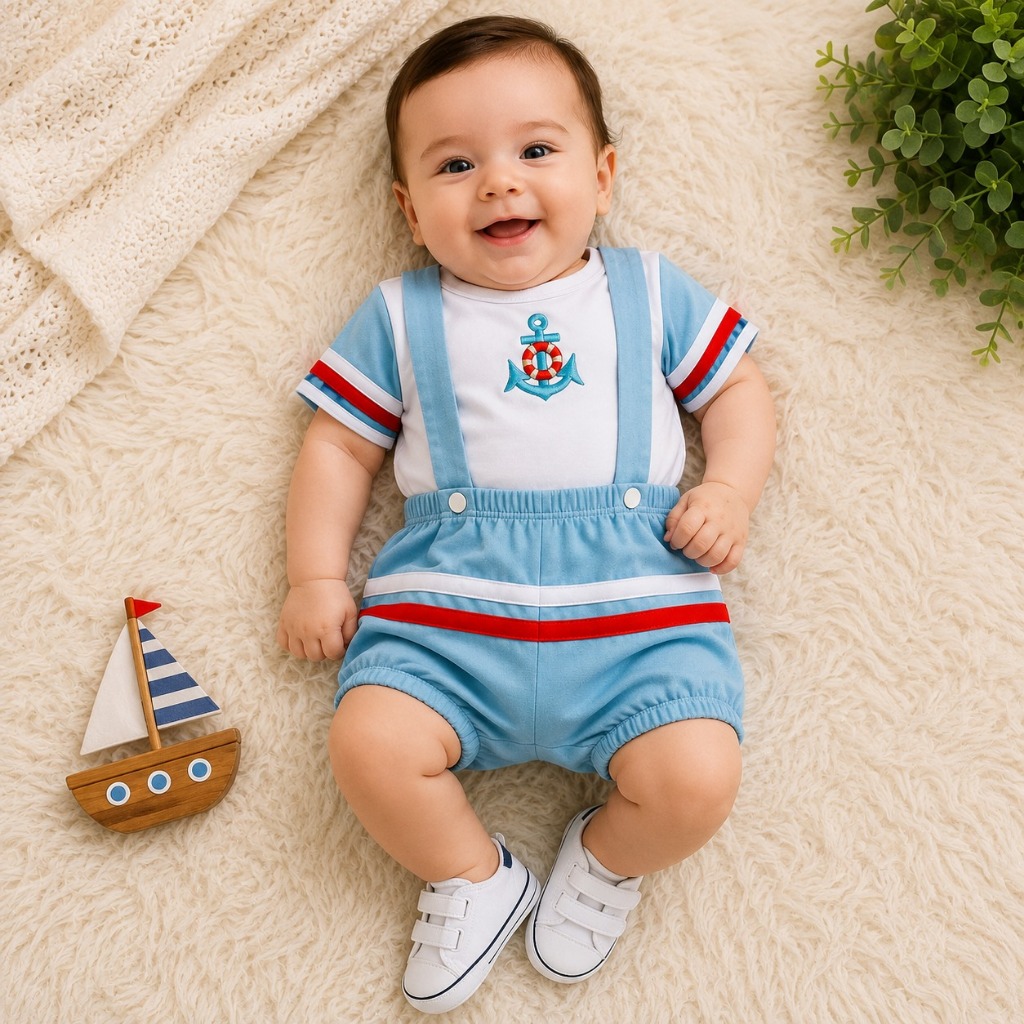 Menino verão kit 2 peças Jardineira + camiseta verão calor bebê menino