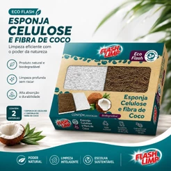 Kit 2 Esponjas Flash Limp de fibra de coco e celulose biodegradável bucha ecológica vegana
