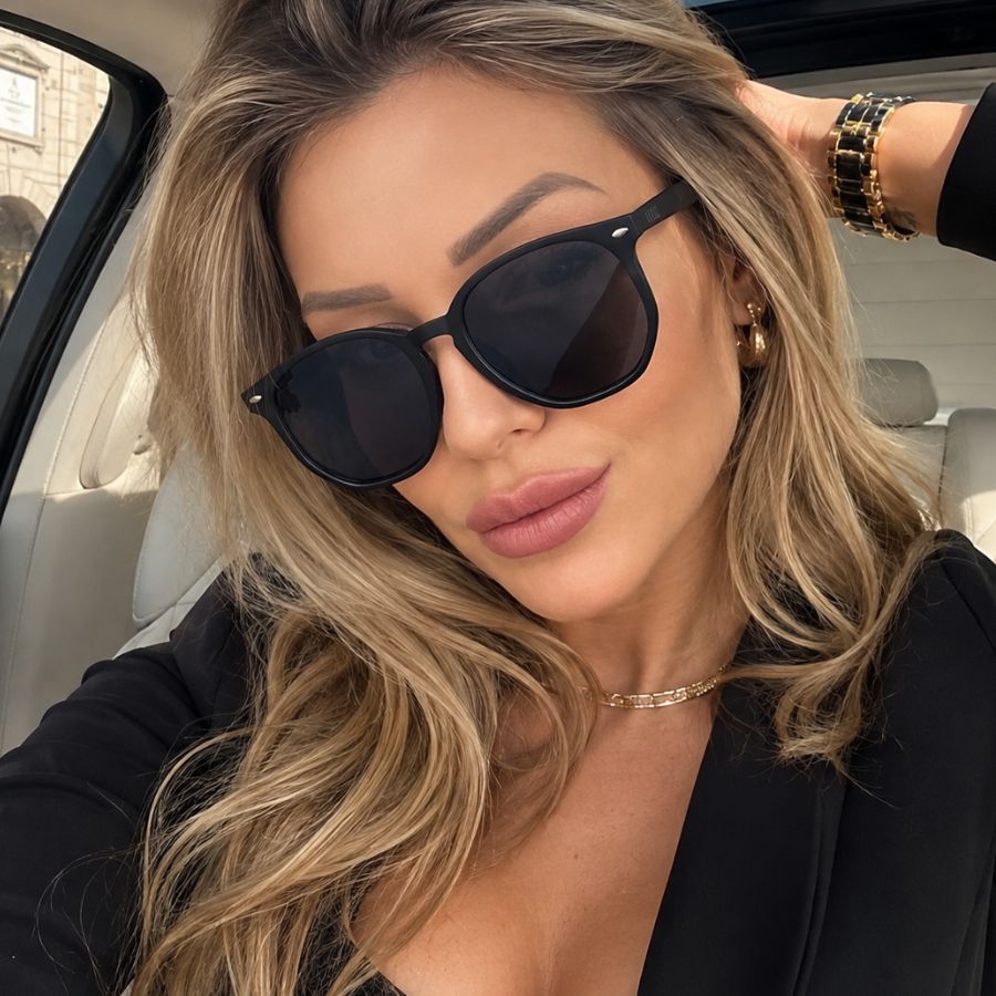 Oculos Hexagonal Grande Feminino Casual Básico Lente Geometrica Pra Rosto Redondo Coleção Original