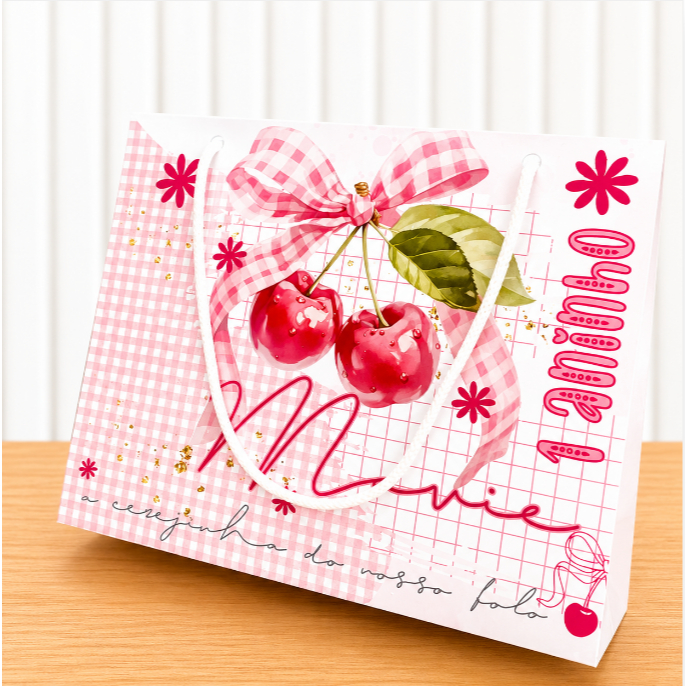 Sacolinha G cerejinha Personalizada para Festa Infantil - sacolinha cerejinha - Lembrancinha de Aniversário.