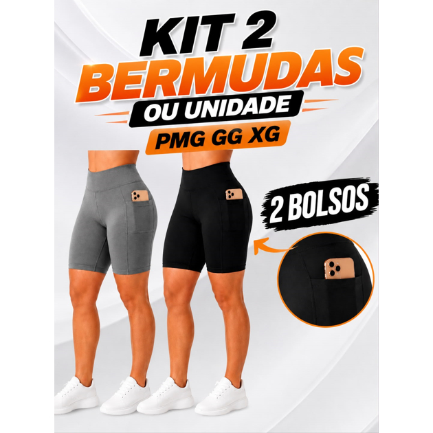 KIT 2 BERMUDAS COM 2 BOLSO OU APENAS 1 BERMUDA