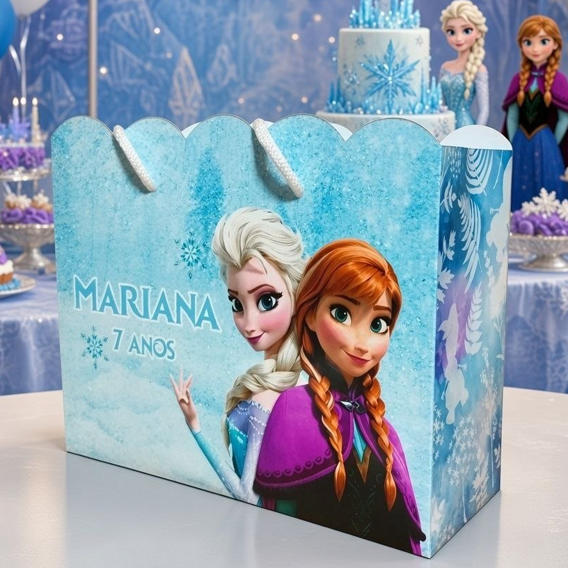 Sacolinha Personalizada Festa Infantil 20x15cm Nuvem Pegue e Monte Lembrancinha FROZEN