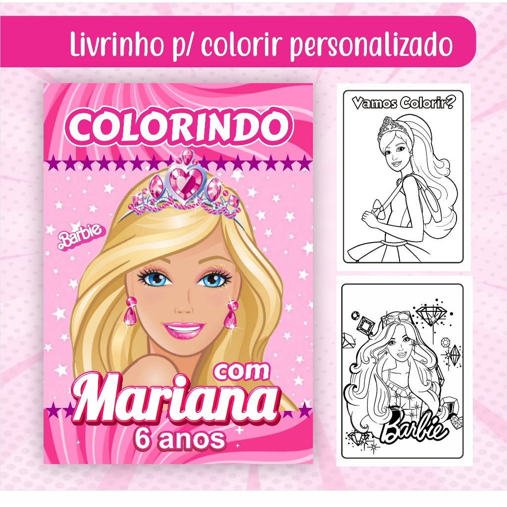 Lembrancinha para aniversário Livrinho para colorir tema Barbie - Festa infantil - Lembrança Personalizada