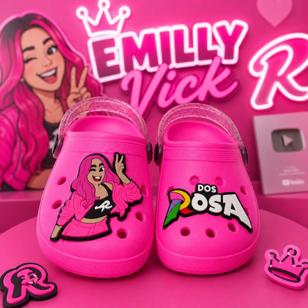 Babuche Infantil Menina Dos Rosa Emilly Vick Antiderrapante Macia Escola Divertido Eva Anatômico