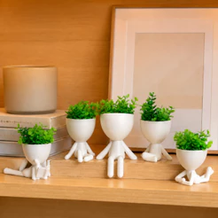 Kit 5 Mini Vasinhos COM Planta Inclusa, Lembrancinha, Decoração para Casa, Sala, Estante, Enfeite, 6 cm altura, cachepot