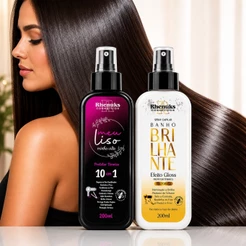 Kit Spray Capilar Meu Liso 10 em 1 + Banho Brilhante | Protetor Térmico, Brilho, Hidratação e Anti-Frizz