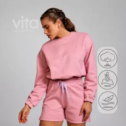 Lovito Vita Blusa Esportiva Cropped Oversized Feminino de Moletom Liso SEB20182048
