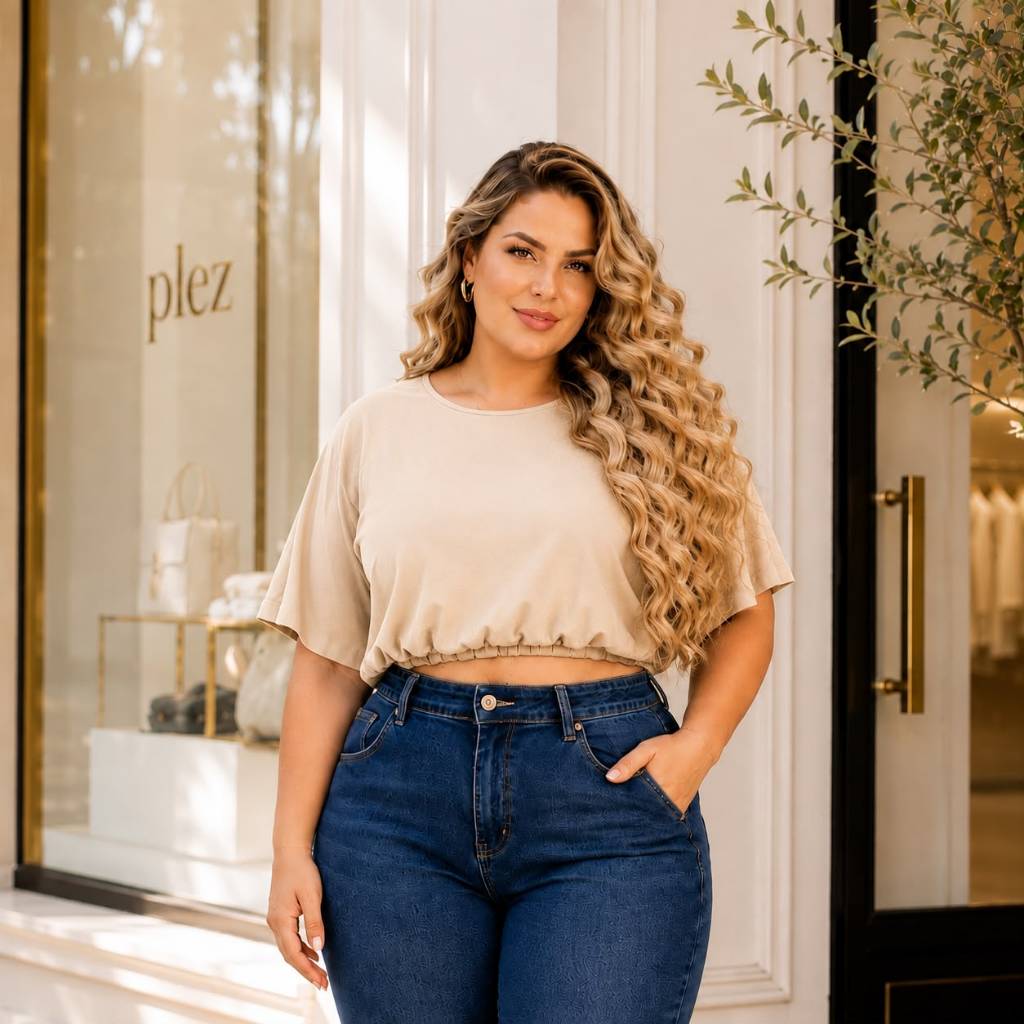 BLUSINHA PLUS SIZE FEMININA CROPPED SOLTINHO CASUAL MODA FEMININA TENDÊNCIA BLOGUEIRA