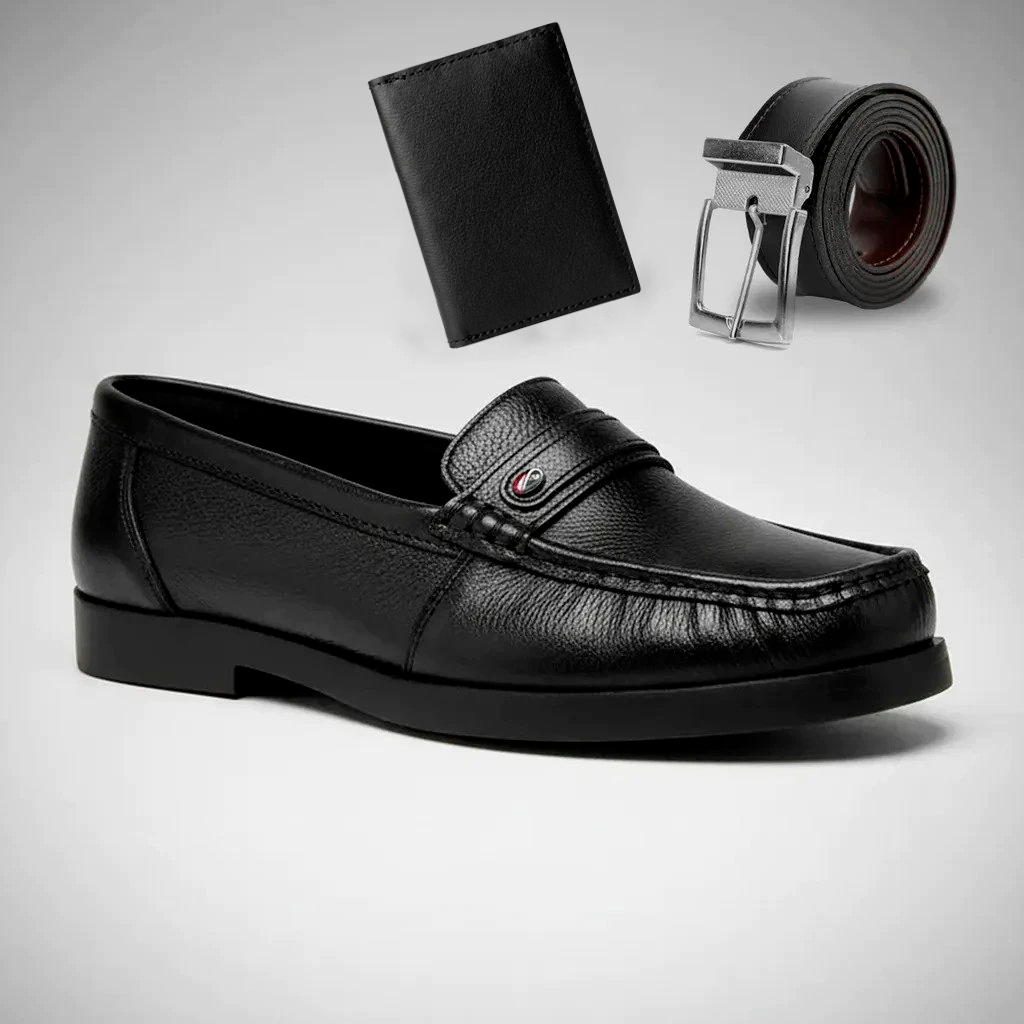 Mocassim Masculino Dockside Couro Premium + Carteira E Cinto
