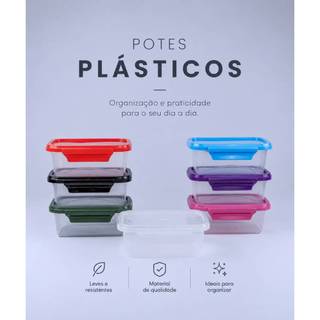 Kit até 30 Marmitas Potes 1000ml 1 LITRO com Travas Laterais BPA FREE - Alimentos organizadores de PLASTICOS
