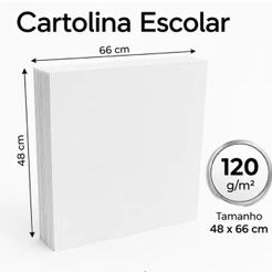 10 x Papel Cartolina Branca 150g 48x66