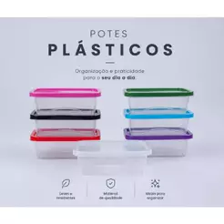 Kit até 30 potes vasilhas 1000ML 1kg 1 LITRO escolhe cor transparente LIVRE marmita BPA Reutilizável PLASTICOS