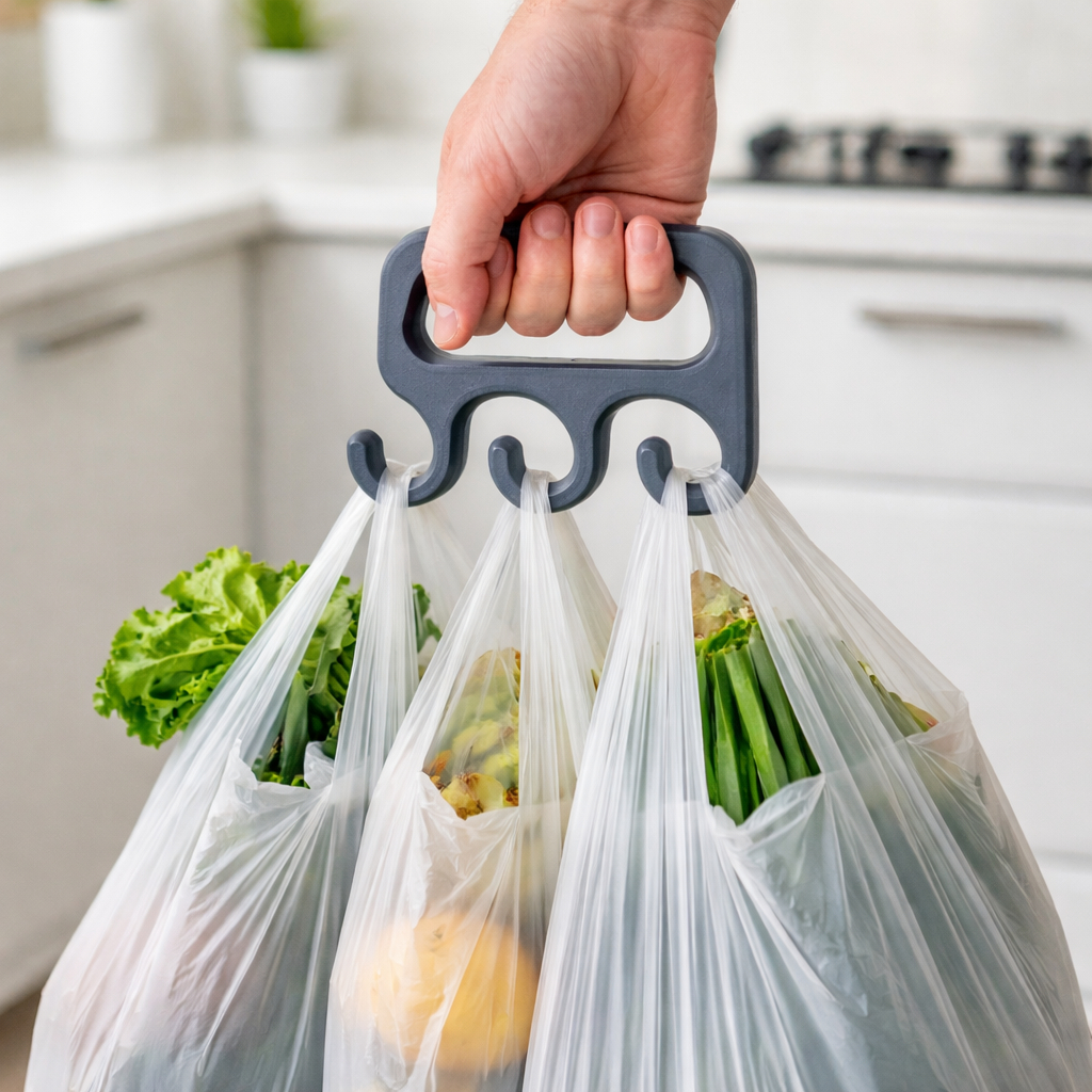 Carregador de Sacolas Mercado Pegador com Gancho Leve Resistente Para Carregar Compras sem dores nas Mãos