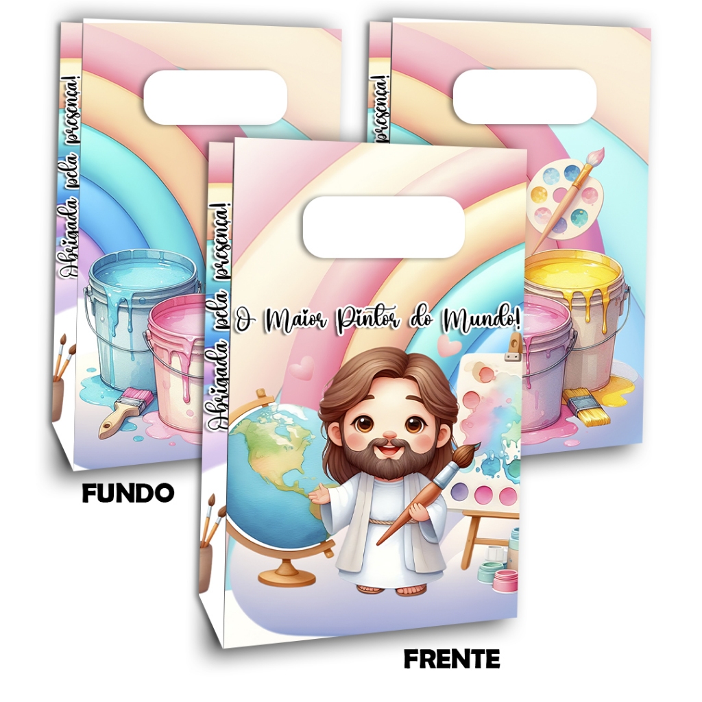 Sacolinha Surpresa Personalizada Lembrancinha O MAIOR PINTOR DO MUNDO AQUARELA PEGUE E MONTE