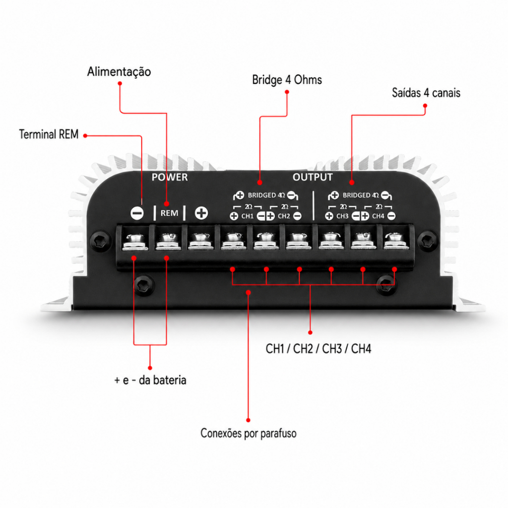 Módulo Amplificador Taramps Ts400x4 400w 2 Ohms + cabo Rca 5m — imagem 2 de 2