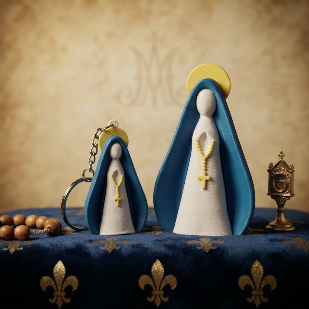 Imagem Nossa Senhora Aparecida + Chaveiro Presente de Batizado e Casamento Padrinhos e Religioso Católico / Santinho