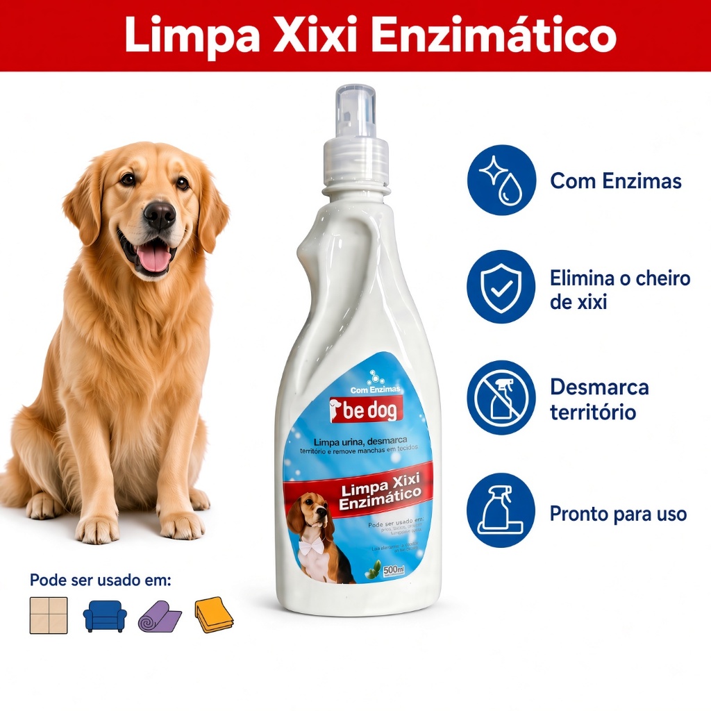 Limpa Xixi Enzimático Be Dog Cães 500ml Removedor de Odor Spray