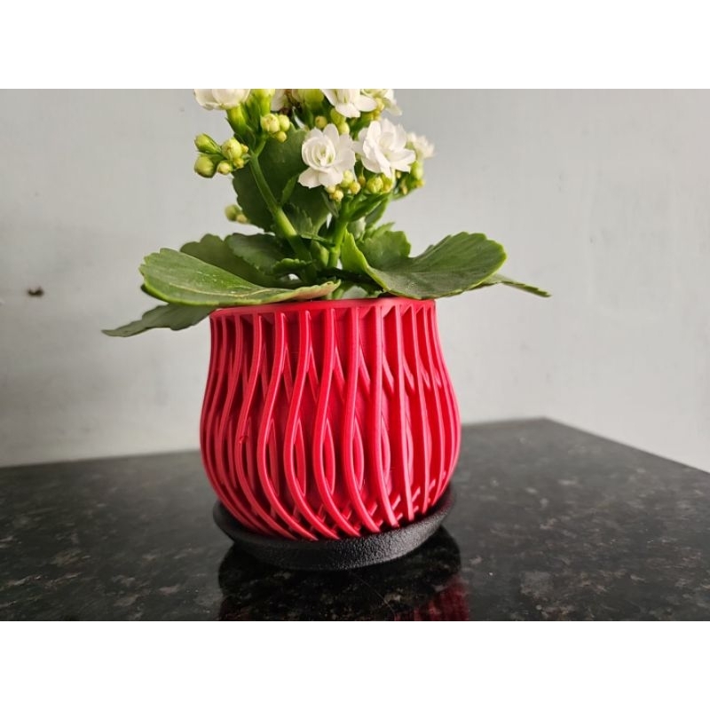 Vaso Cachepot Decorativo 10x10cm com Prato Coletor para Plantas e Suculentas | Impressão 3D | Olara Viseu — imagem 2 de 2