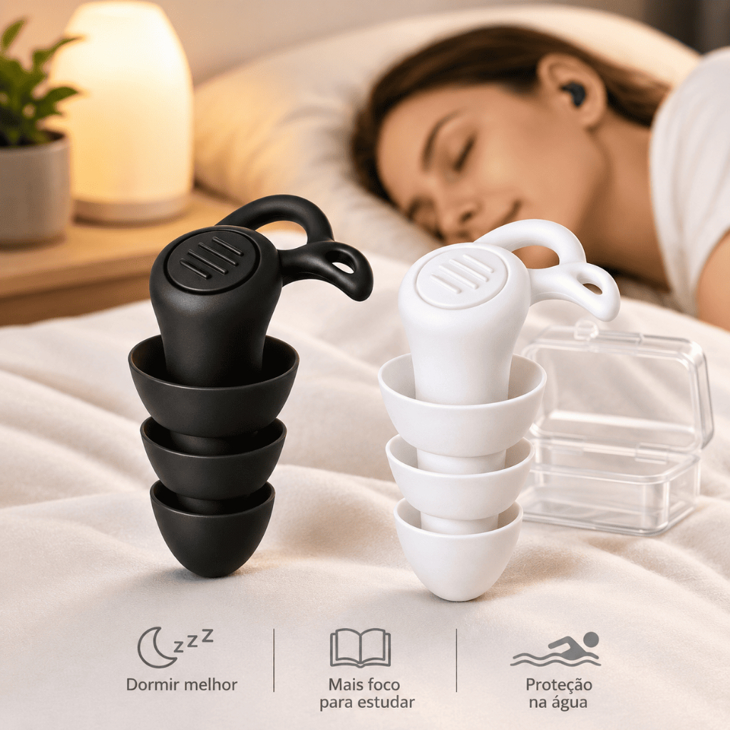 Tampão de Ouvido de Silicone Antirruído – Protetor Auricular para Dormir, Estudar e Nadar