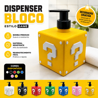 Dispenser Sabonete Líquido Bloco Interrogação Estilo Game Gamer Porta Sabonete Banheiro Lavabo Decoração Criativa